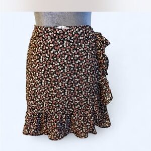 Hollister Black Mini Skirt with Pink and Cream Floral Print